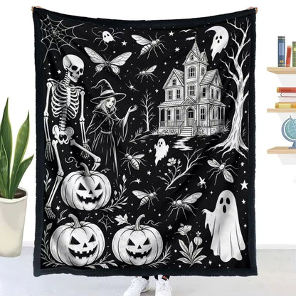 Halloween Coloring Blanket with 24 Washable Markers
