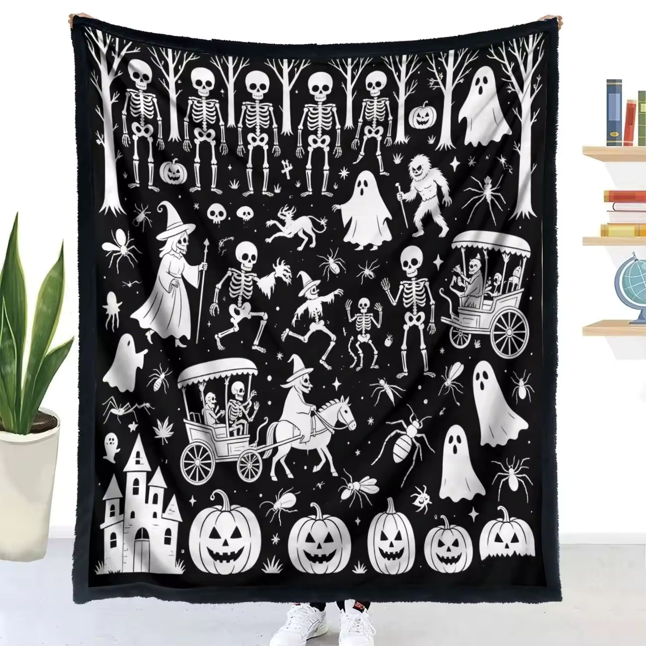Halloween Coloring Blanket with 24 Washable Markers