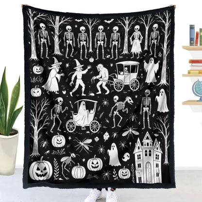 Halloween Coloring Blanket with 24 Washable Markers