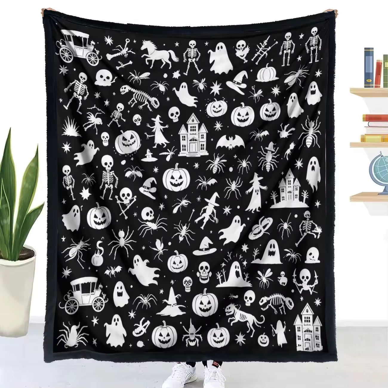 Halloween Coloring Blanket with 24 Washable Markers