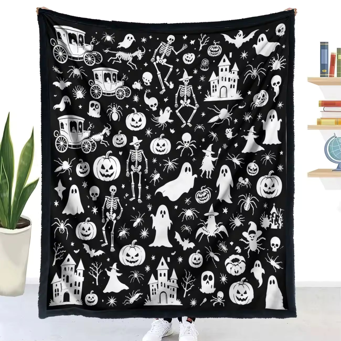 Halloween Coloring Blanket with 24 Washable Markers