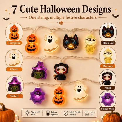 Halloween LED String Lights with 20 Cute Characters