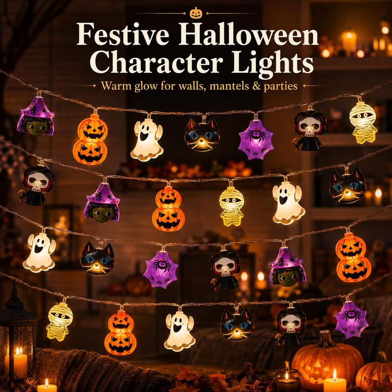 Halloween LED String Lights with 20 Cute Characters