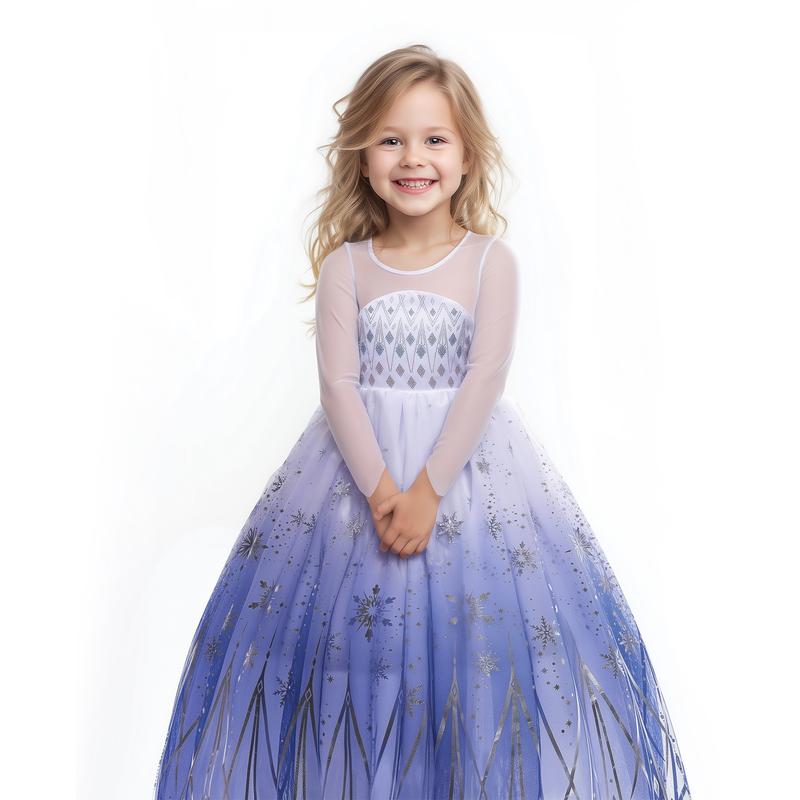Girls LED Princess Costume Dress with Crown & Magic Wand