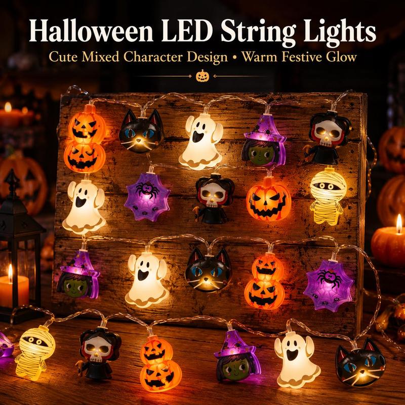 Halloween LED String Lights with 20 Cute Characters