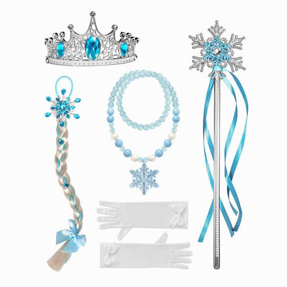 Girls LED Princess Costume Dress with Crown & Magic Wand