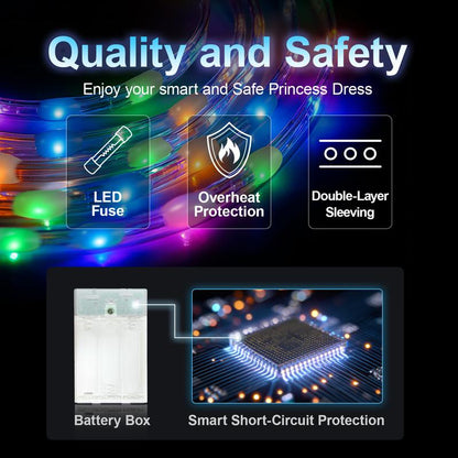 Girls LED Princess Costume Dress with Crown & Magic Wand