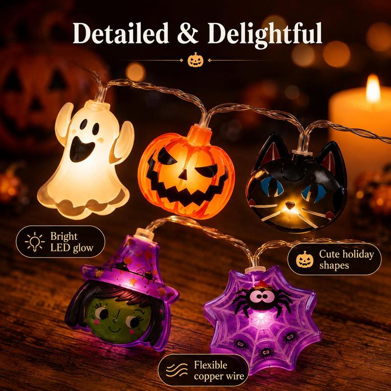 Halloween LED String Lights with 20 Cute Characters