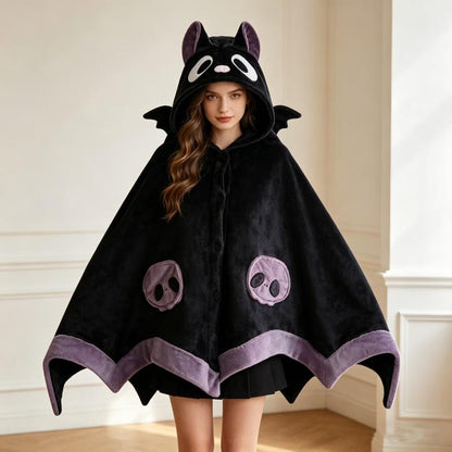 Cozy Halloween Bat Costume Poncho