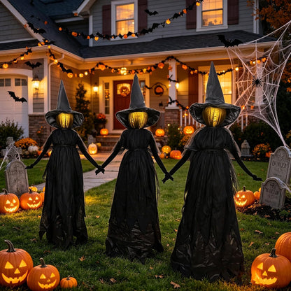 Light-Up Halloween Witch Yard Stakes – Set of 3