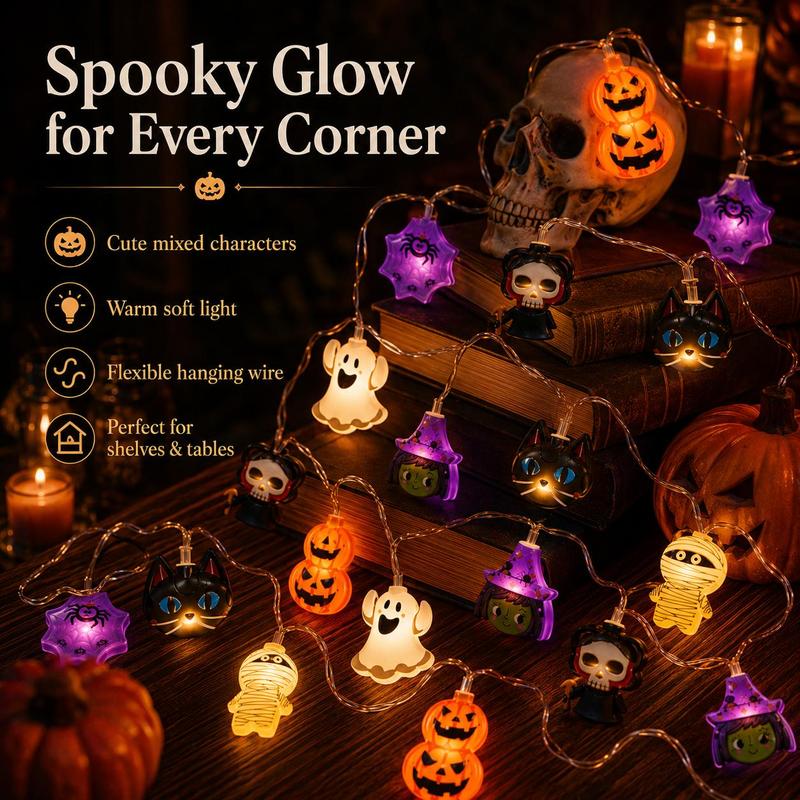 Halloween LED String Lights with 20 Cute Characters
