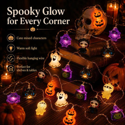 Halloween LED String Lights with 20 Cute Characters
