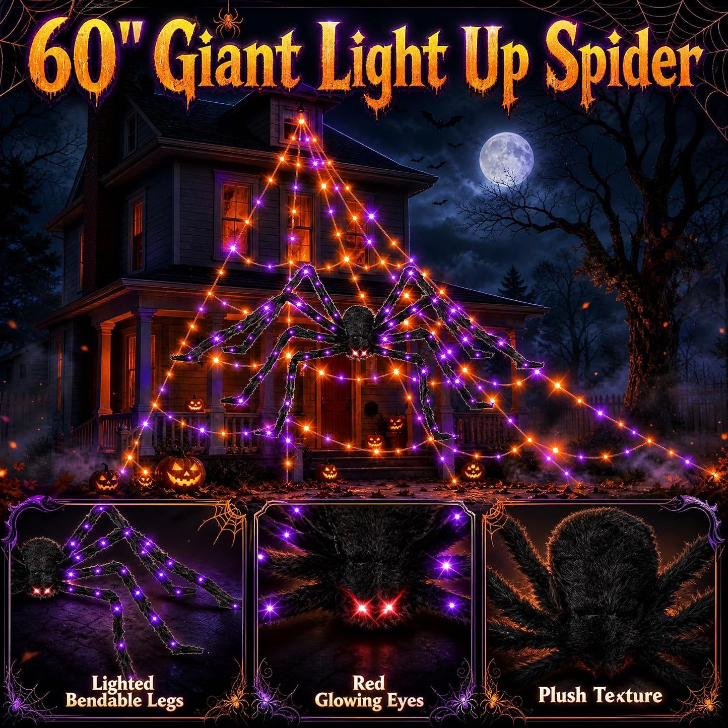 Light-Up Halloween Spider Web