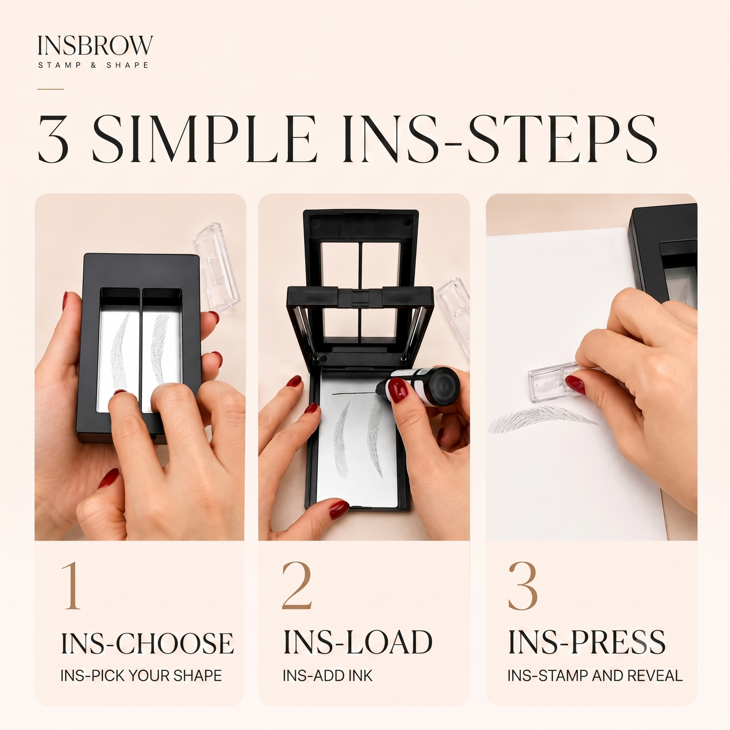 INSBROW™ Flawless Brow System. 3-Step Precision Stamp Kit