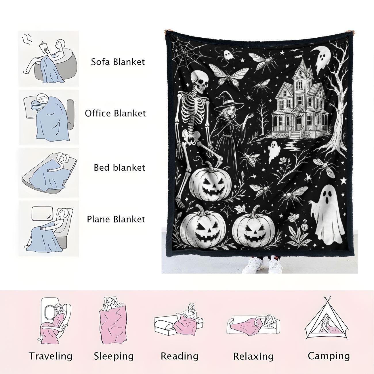 Halloween Coloring Blanket with 24 Washable Markers