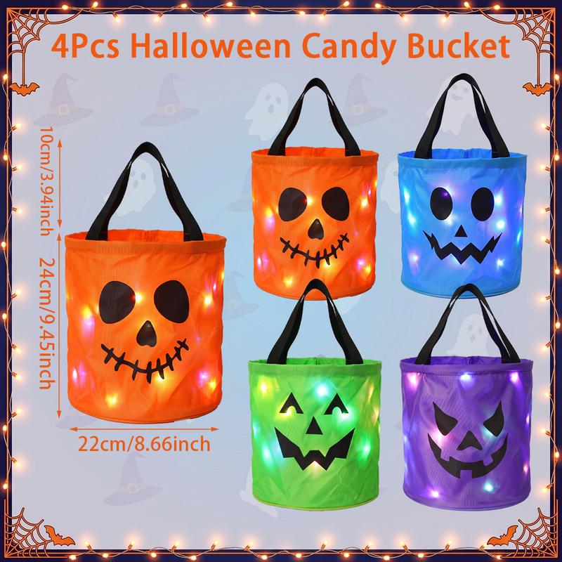 LED Halloween Trick-or-Treat Candy Bags – 4 Pack