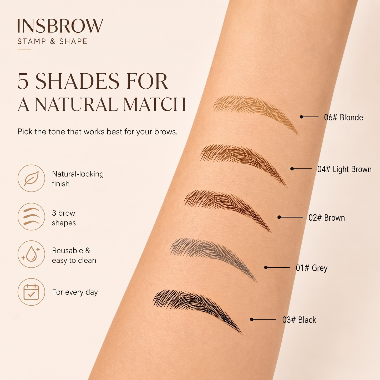 INSBROW™ Flawless Brow System. 3-Step Precision Stamp Kit