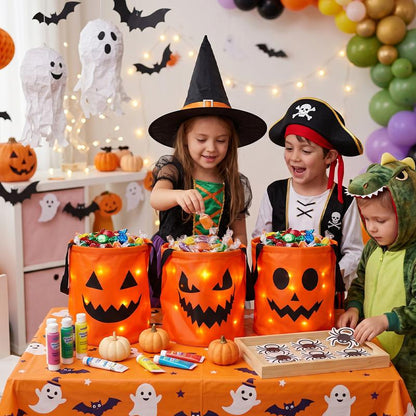 LED Halloween Trick-or-Treat Candy Bags – 4 Pack