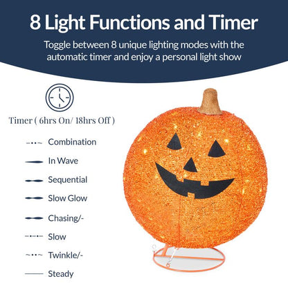 Lighted Pop-Up Halloween Pumpkin Set – 2 Pack