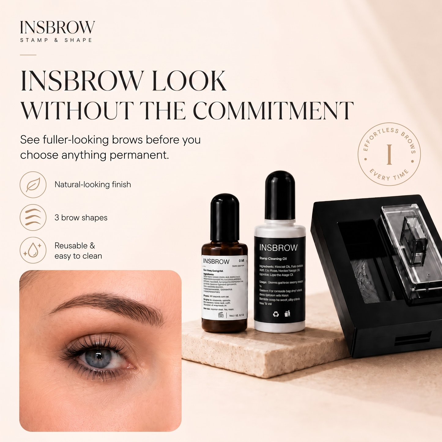 INSBROW™ Flawless Brow System. 3-Step Precision Stamp Kit